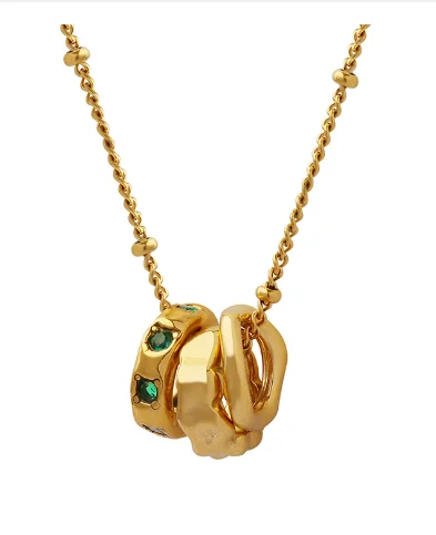 ins style tone fashion titanium steel pendant inlaid zirconia trend of personalized accessories match three ring clasp necklace