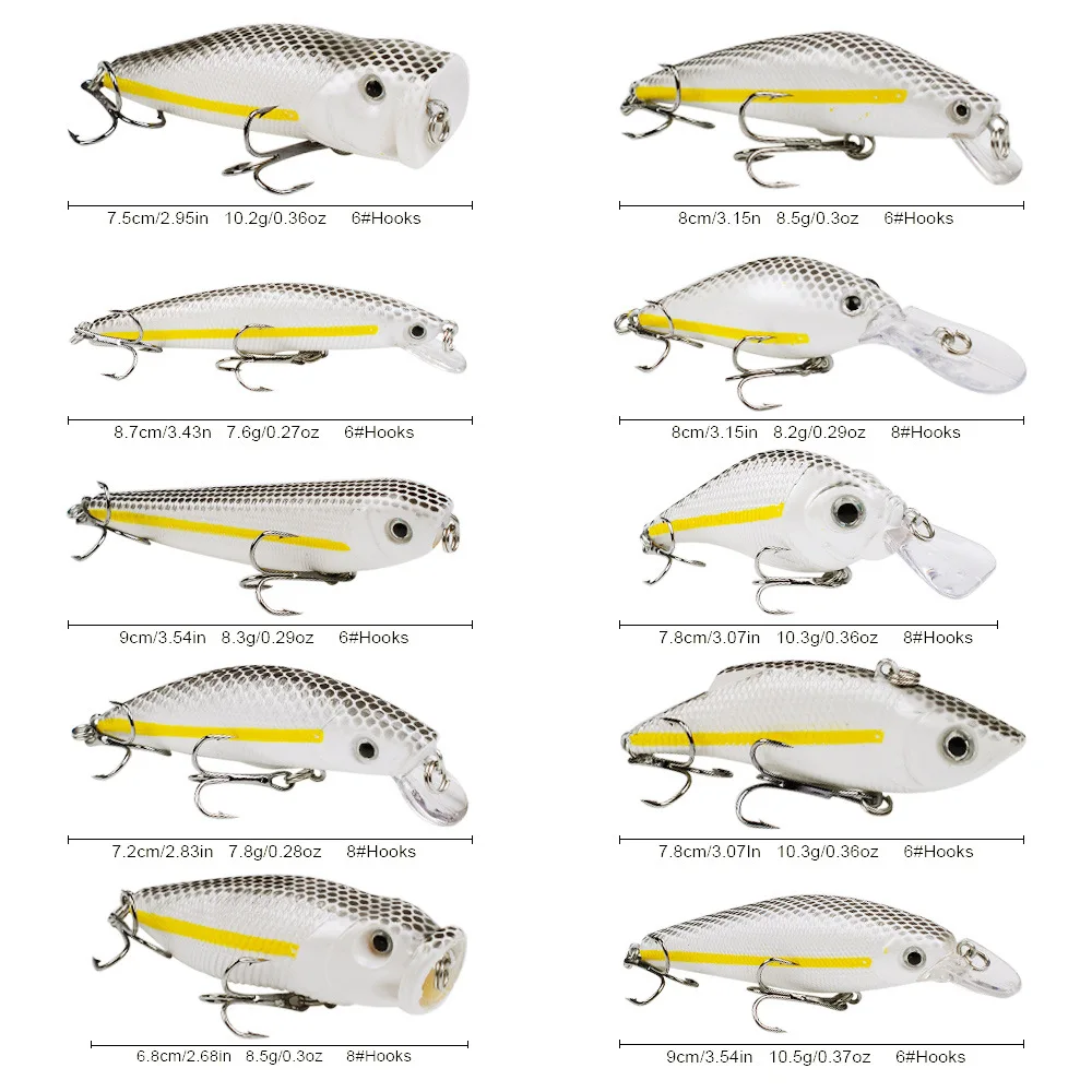 Nm new design 10 Style CrankBait JerkBait Minnow StickBait VIB Top Water Lure 40g Fishing Hard Lure Pencil Popper River Fishing