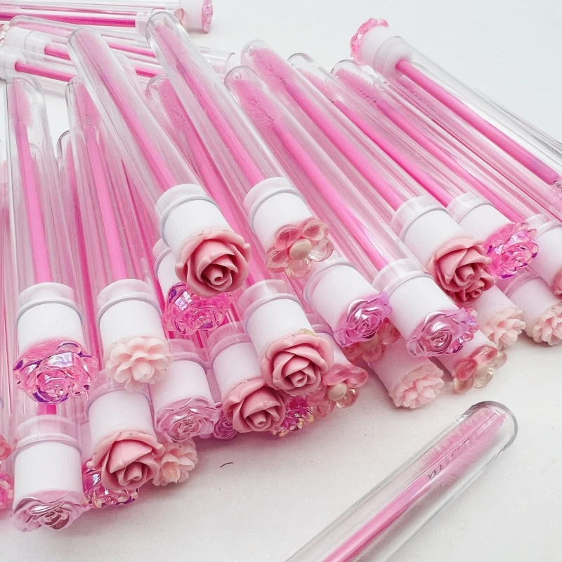 New Reusable Eyelash Brush Tube mascara brush with drill Portable eyelash extension Disposable tube Crystal rod eyelash brush