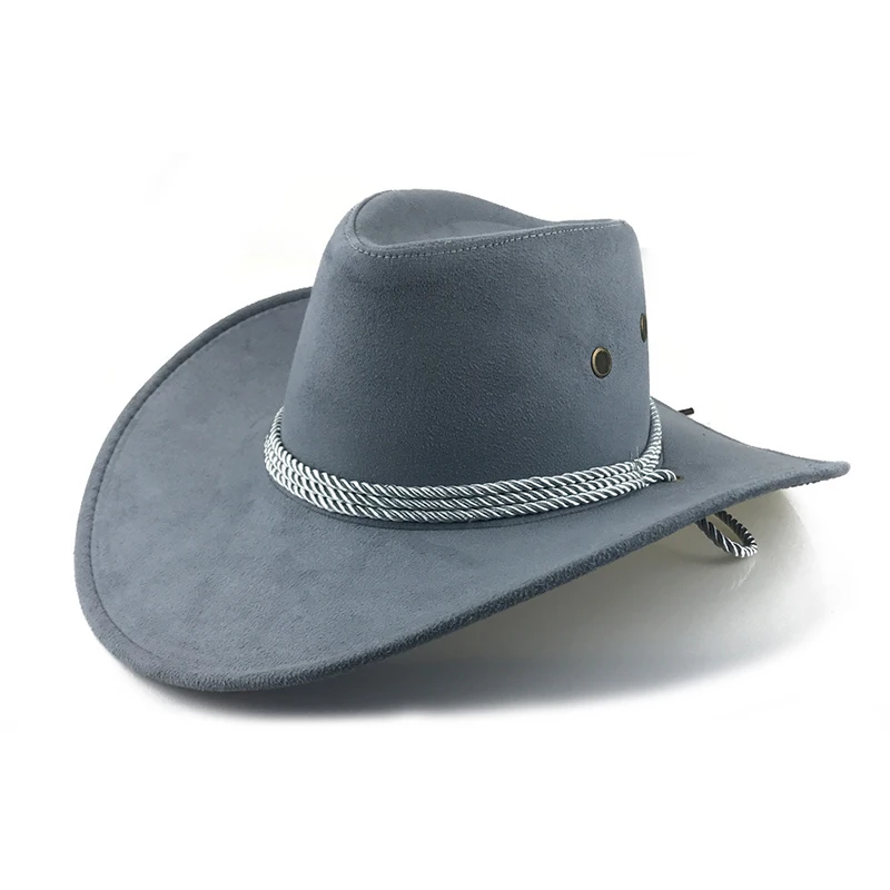 Fashion Custom Horse Riding Wide Brim Black Leather Felt Plain Vintage Cowboy Hats For Sale
