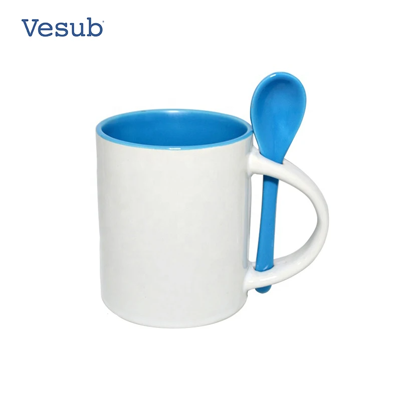 Factory Supplier Dishwasher Quality Customized Design Persona 11OZ Inner Color Sublimation Ceramic Mug With Spoon For Heat Press