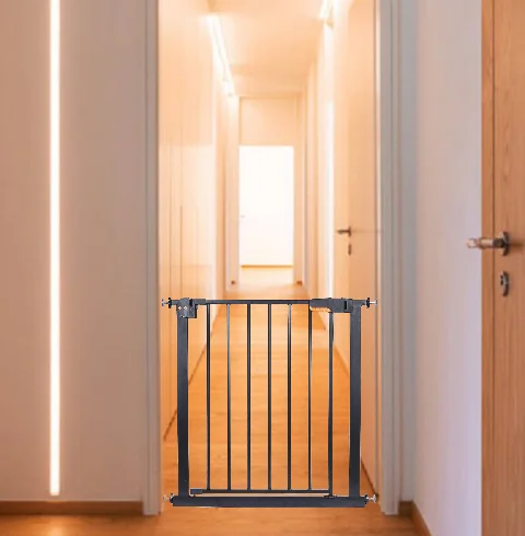 Child Safety Barrier Gate Pressure Mounted Metal Pet Fence for Kids and House Plastic Baby Gates with Stair Support