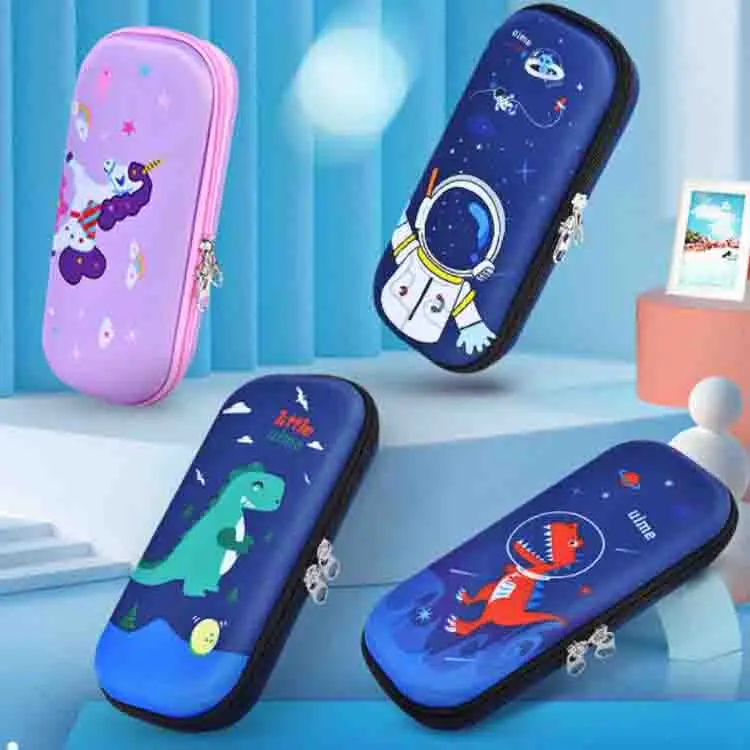 
Wholesale Various Hard Cover Designs Double Zipper Washable Cute Cartoon Nylon EVA Custom School Kids Pencil Case 