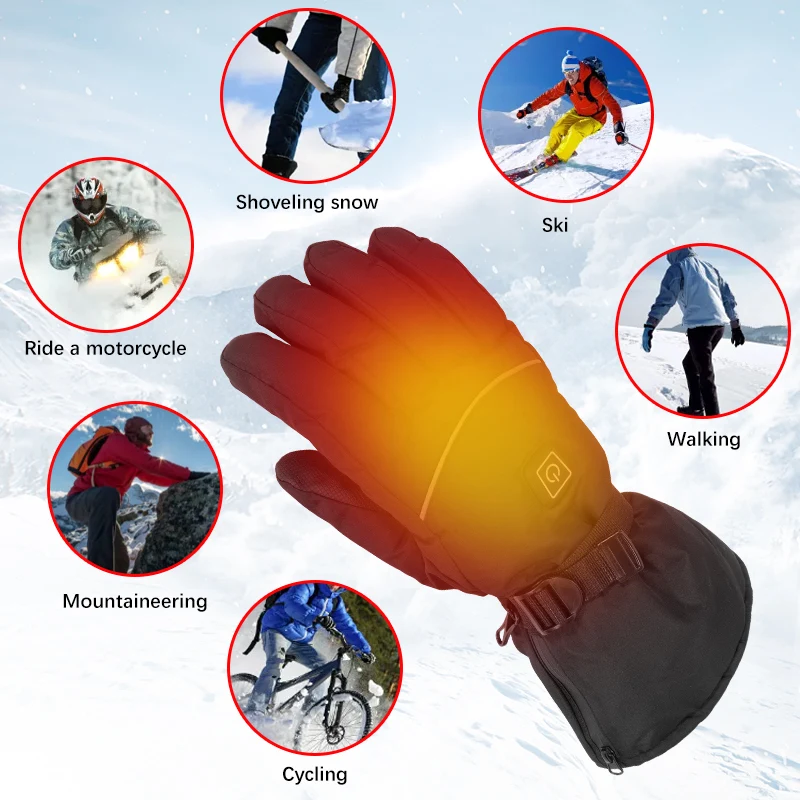 Electric Heated Gloves Free customization Printed Non-Slip Leather Premium Riding Moter Bike Hand Heated Gloves