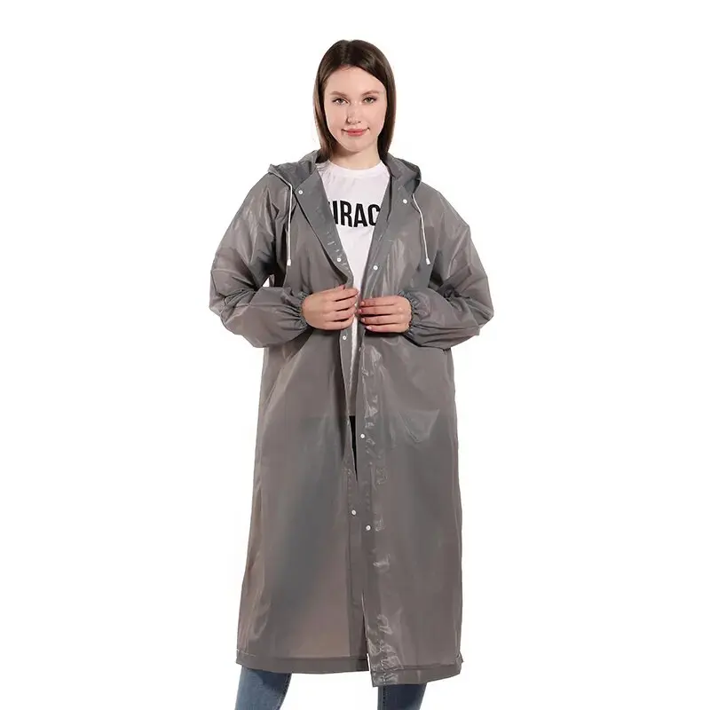 Adult EVA Hooded Raincoat Waterproof with Buttons Eco Friendly Colorful Rain Poncho