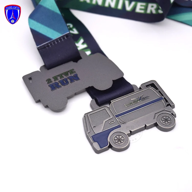 Fire truck shape medal car medal for fire men Indahwater custom funny car dye casting running sport medal