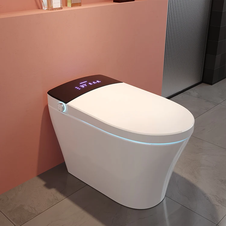 Ceramic floor mounted electrical smart toilet Siphon Flushing elongated automatic seat heating one piece intelligent toilet