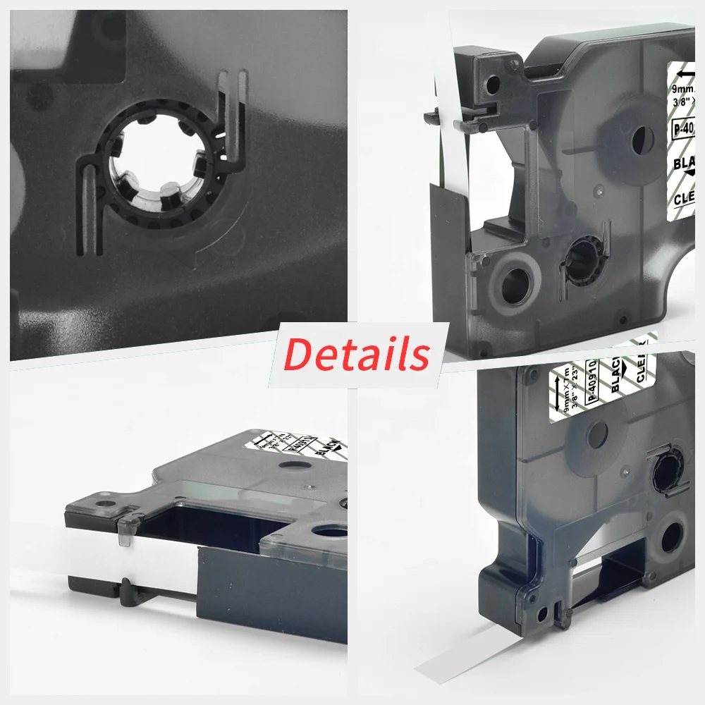 Free Sample Black on Clear 9mm * 7m Label Tape Cassette Compatible DYMO D1 40910 Label Tape for DYMO 160