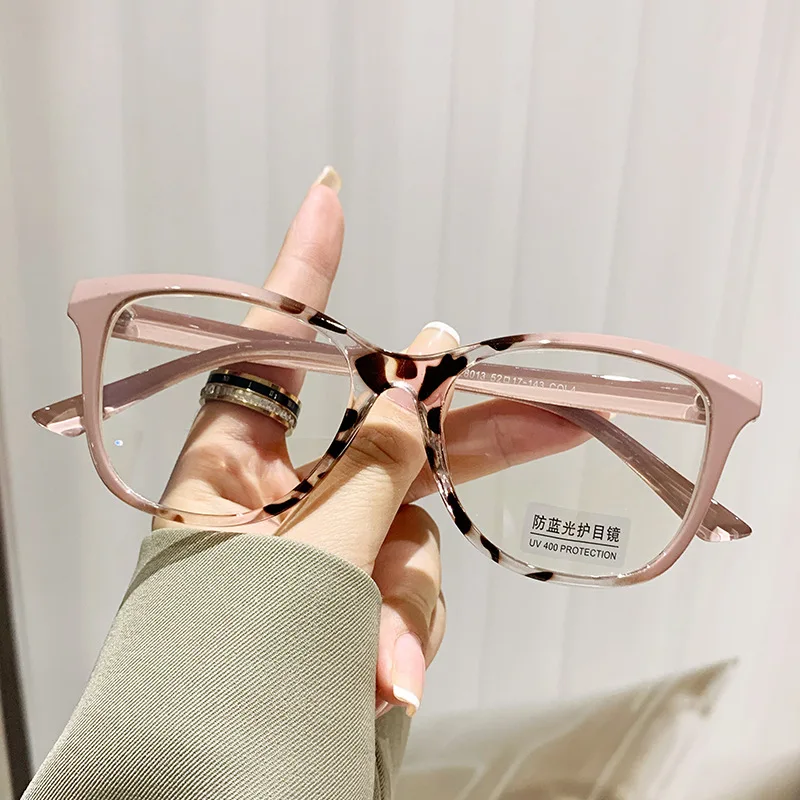 Fashion Cat Eye Eyewear Color Blocking Optical Eyeglasses Frame Computer Gaming Eye Protection Anti Blue Light Flat Glasses