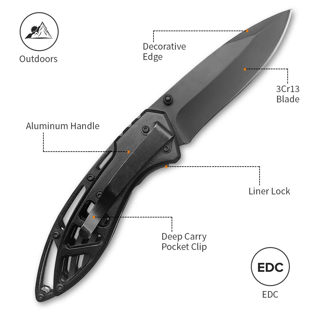 3cr13 steel blade aluminium handle promotion the beautiful small folding pocket knife for edc tool for gift