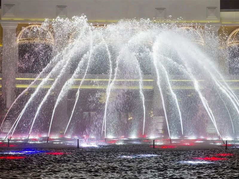 AWS New Indoor Mini Pool LED Lights Water Fountain Hotel Home Decor Music Dancing Fountain