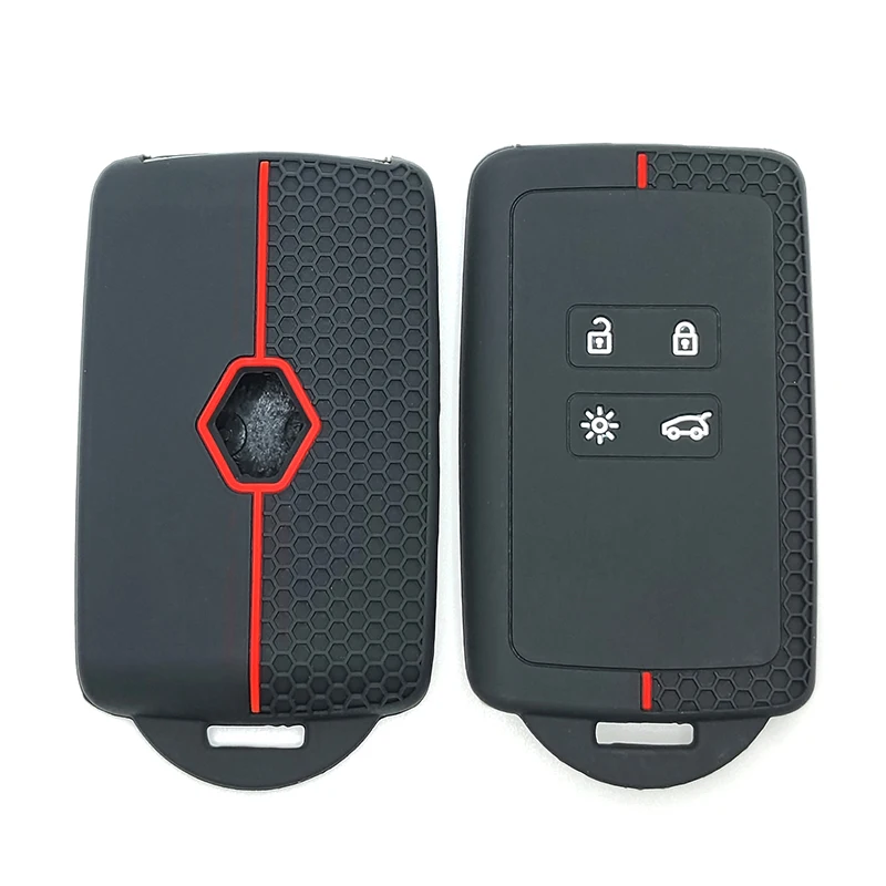 Key Shell Accessories Silicone rubber Car Key Cover Case Carbon Fiber Pattern Compatible with Renault Espace Scenic 4 Arkana