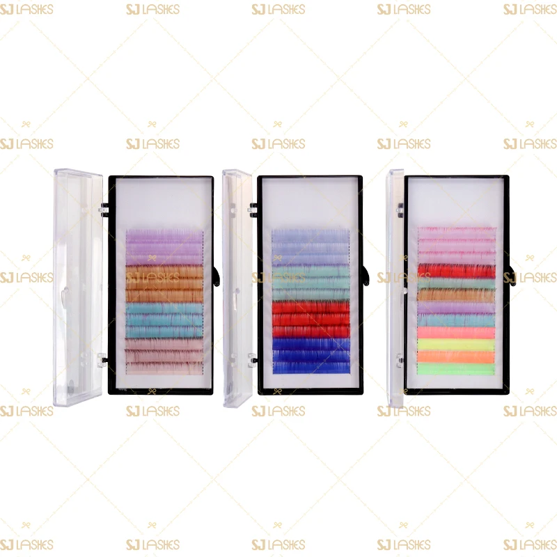 Volume Color Lashes Extensions mink lash trays j curl lash extension color trays