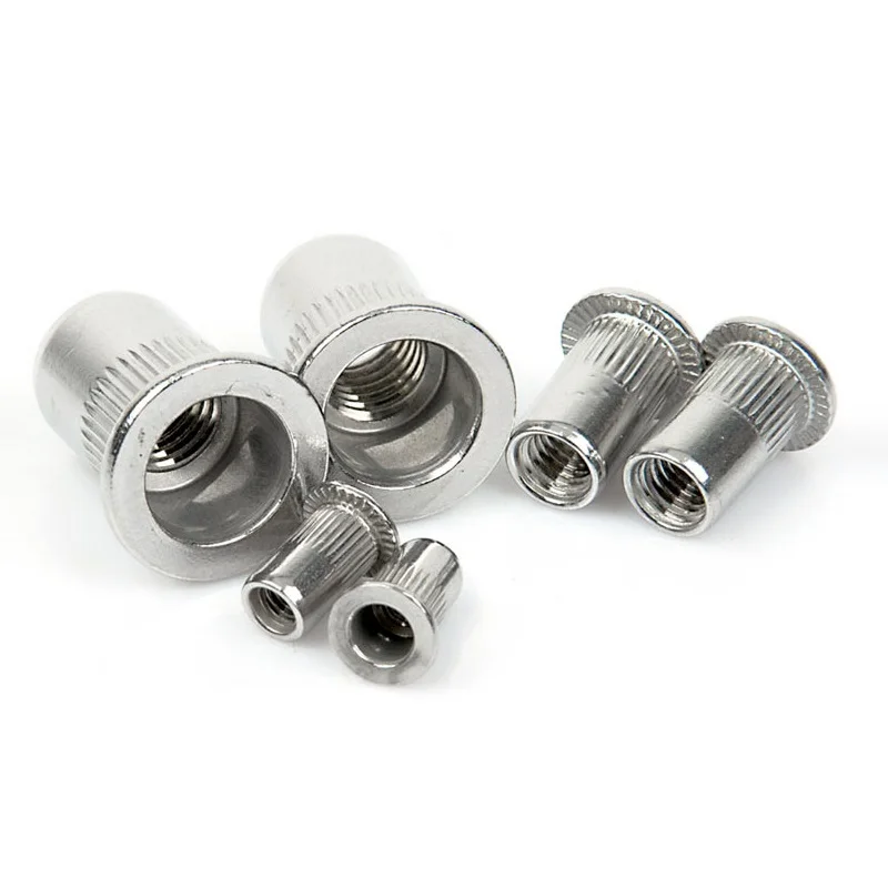Rivet Nuts M6 M8 M10 8-18 Stainless Steel 304 M8 A2-70 Flat Head Thread Rivet Nutsert Cap Nuts Thread Rivetnut Blind Rivet Nut