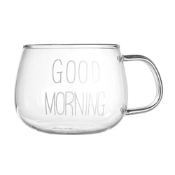 Clear Borosilicate Cereal Milk Cup Reusable Floral Tea Cups Coffe Glass Coffee Mug