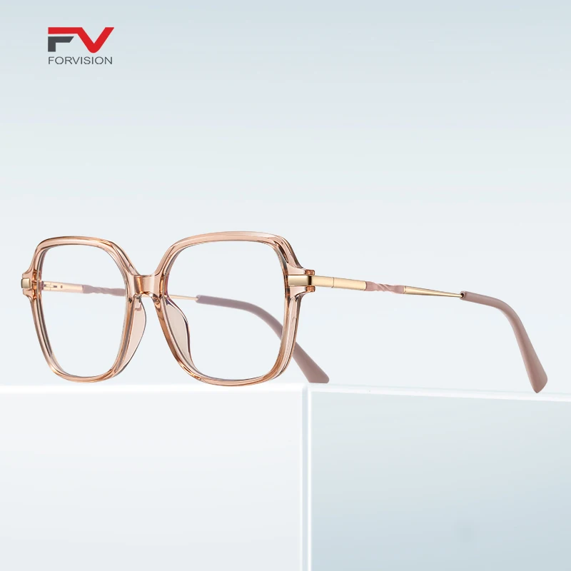 Unisex High Quality TR90 Metal Oversize Optical Glasses Frames Designer Brand Trendy Fashionable Eyeglasses