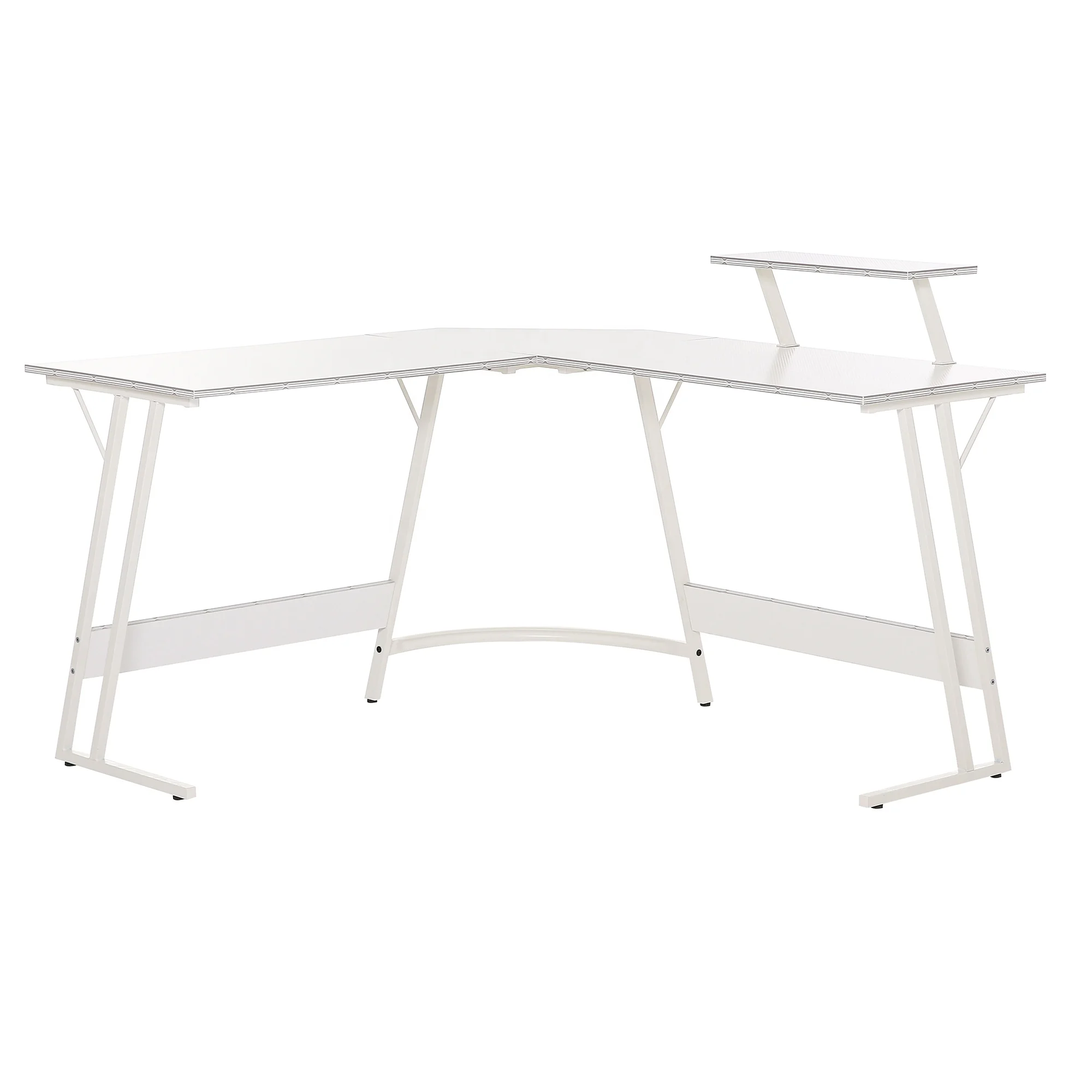 Space saving L Shaped  Computer table Corner gaming desk Home Office Writing with Monitor Shelf