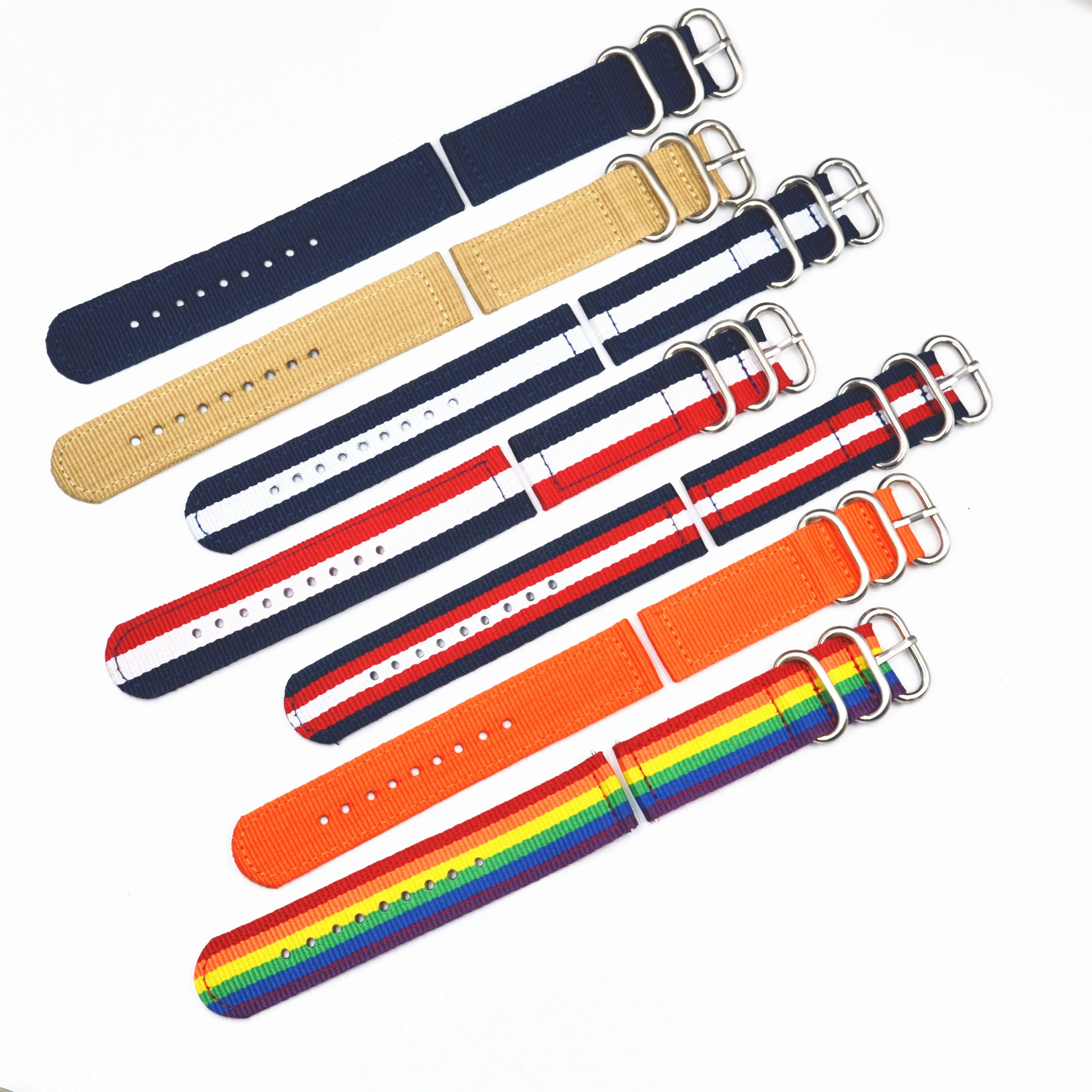 New fashionable 18 20 22 24 26mm matt buckle fabric nylon watch strap black nato braided watch bands