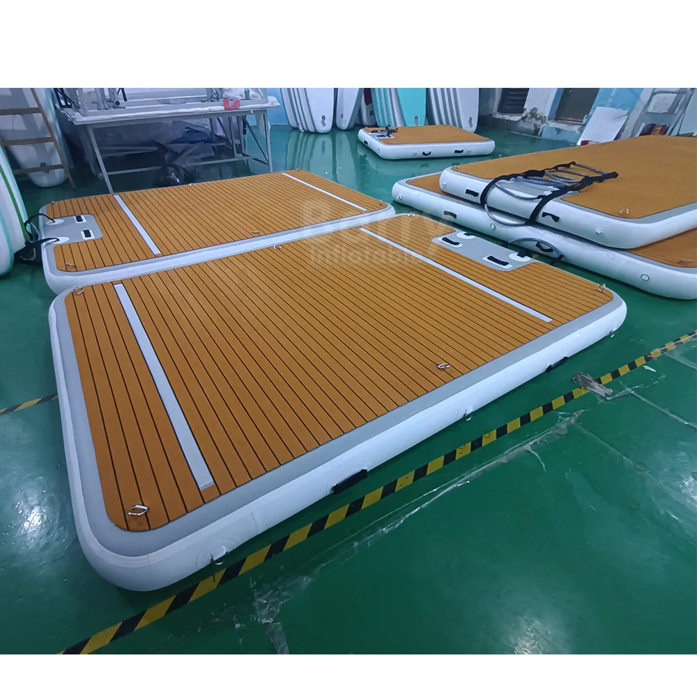 Drop Stitch Material inflatable boats yacht dock for sunbathing factory price custom antislip water mat large sea dock