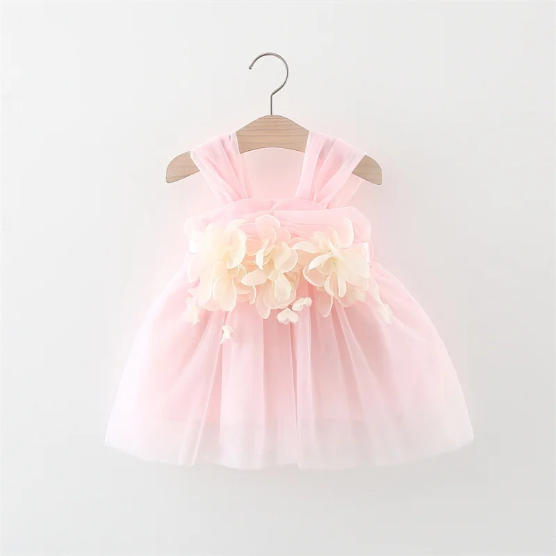 Baby Girl Flower Tulle Dress for Wedding Birthday Party Princess Sleeveless Baby Girl Dresses