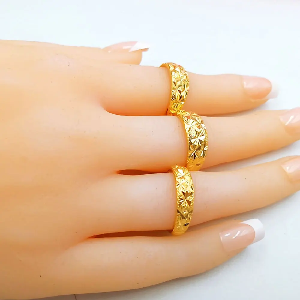 Ring Men Dubai 24K Gold Anti-allergy Smooth Simple Wedding Couples Rings Bijouterie for Man or Woman Gifts