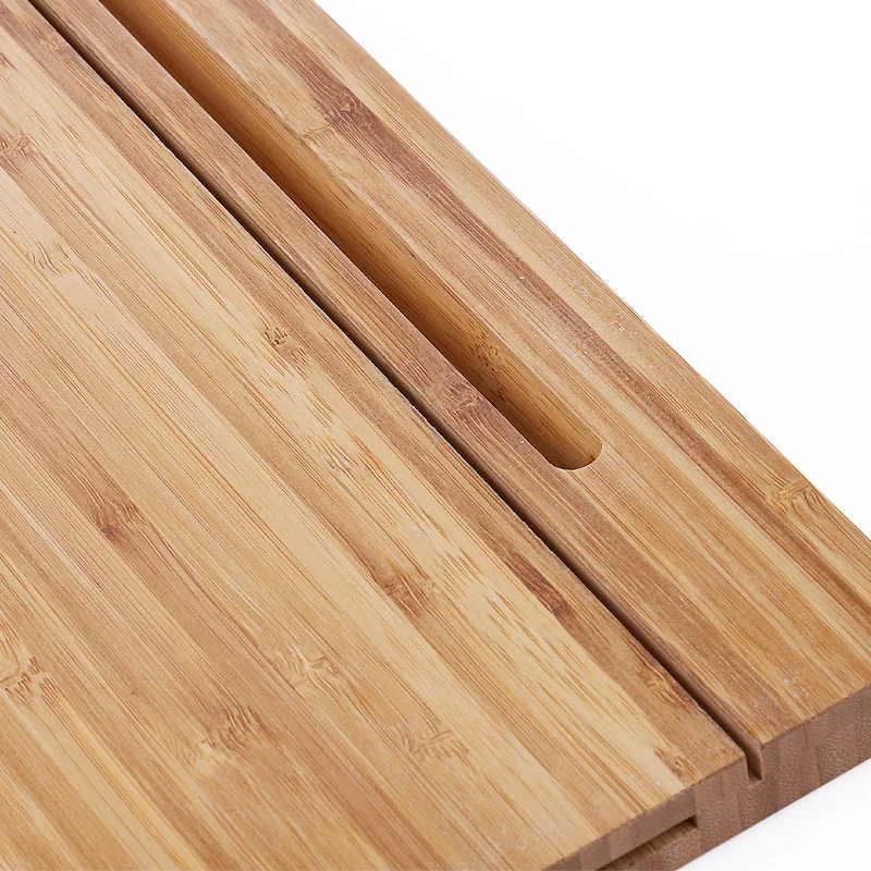 Multifunctional 3 in 1 IPad holder cut board knives holder bamboo wood chopping board with tray