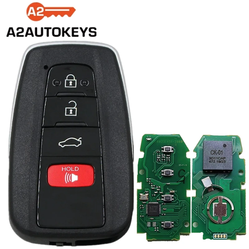 A2AUTOKEYS  For Toyota Camry Prado 2018 2019  4 Buttons 315/433 MHZ 4A ChipWith Emergency Key Blade Car Smart Remote Key