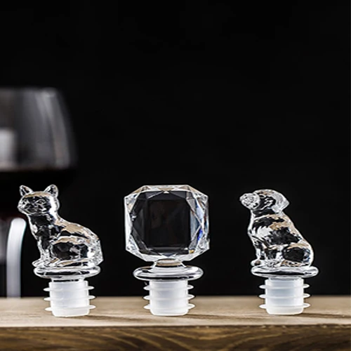 Hot selling high quality luxurious casual bar supplies accessories glass crystal diamond wine bottler stopper