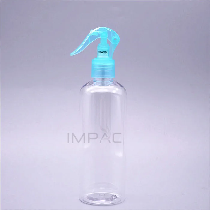 Transparent clear plastic bottles for cleaning products with trigger sprayer 300ml 10oz packaging