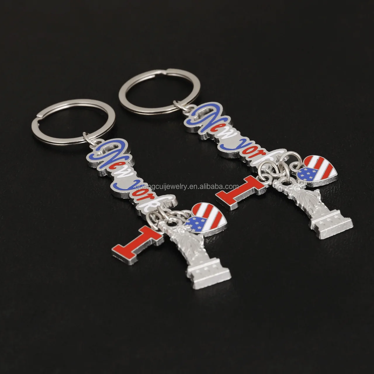 Custom design New York souvenir metal zinc alloy enamel city state shape keychain