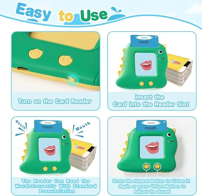 Custom Baby Talking Resources Children Educational Electronic Early Learning Toys Alphabet Flash Cards Reader