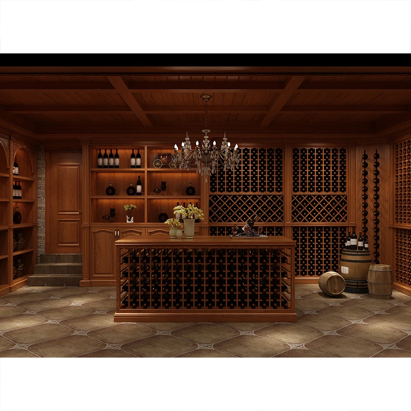 Kejia German style Furniture Luxury Design Antique High-class Solid Wood Wine Display Cabinet