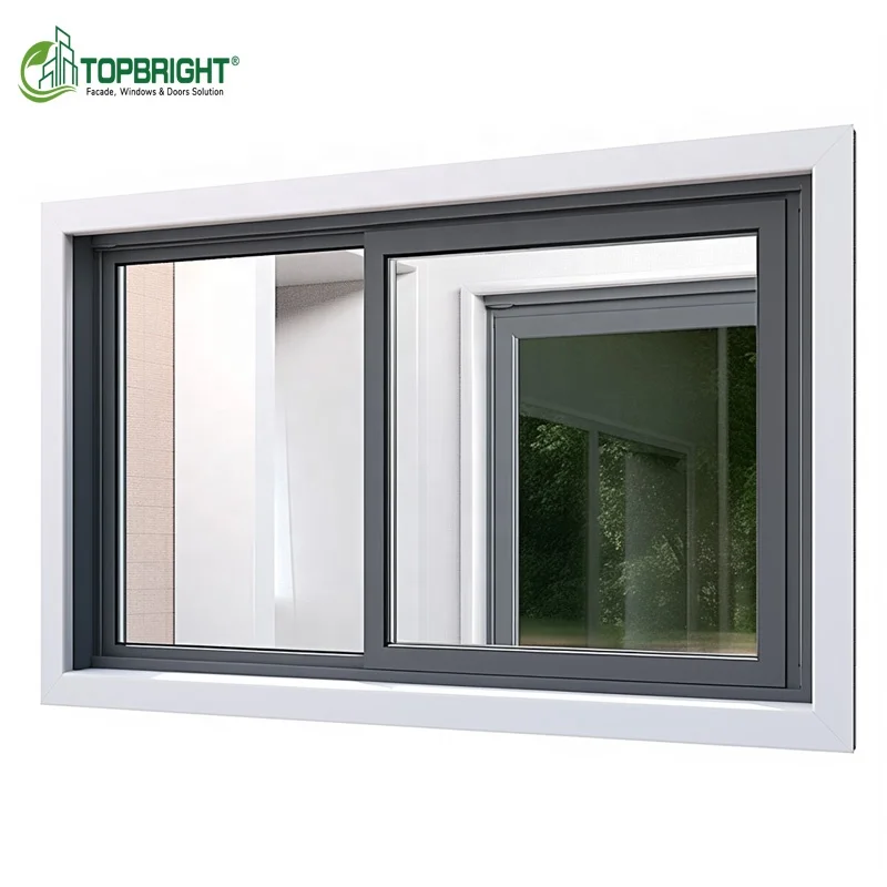 Topbright thermal insulation sliding window mosquito net triple tempered aluminium sliding glass window