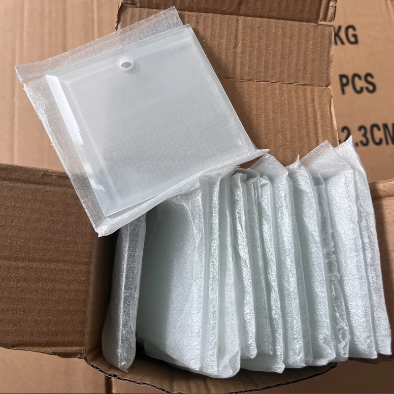 Wholesale High Quality 80mm Sublimation Square Glass Christmas Tree Ornament 8cm Transparent Crystal Blanks Pendant With Ribbon