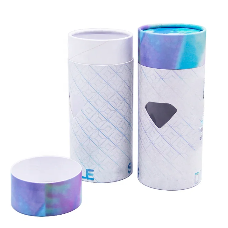 Wholesale custom printed size degradable cardboard round box kraft carton packaging paper tube with transparent window