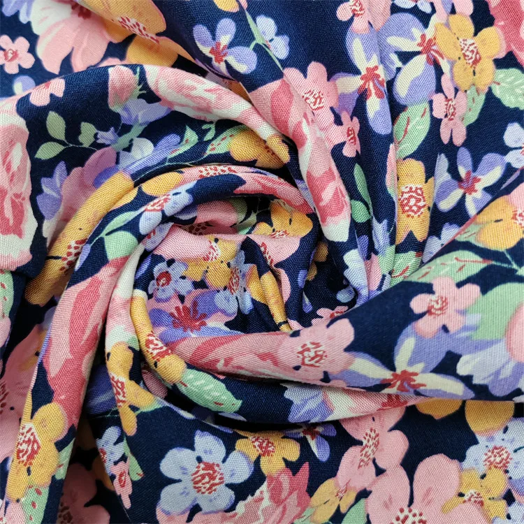 Wholesale Custom 100gsm 120gsm 6 yards Rayon & Viscose & Modal Fabric Like Cotton Floral Print Fabric