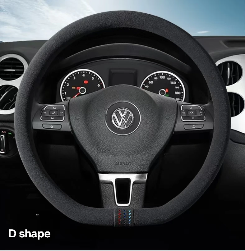 Black suede new design car steering wheel cover for BMW 37CM