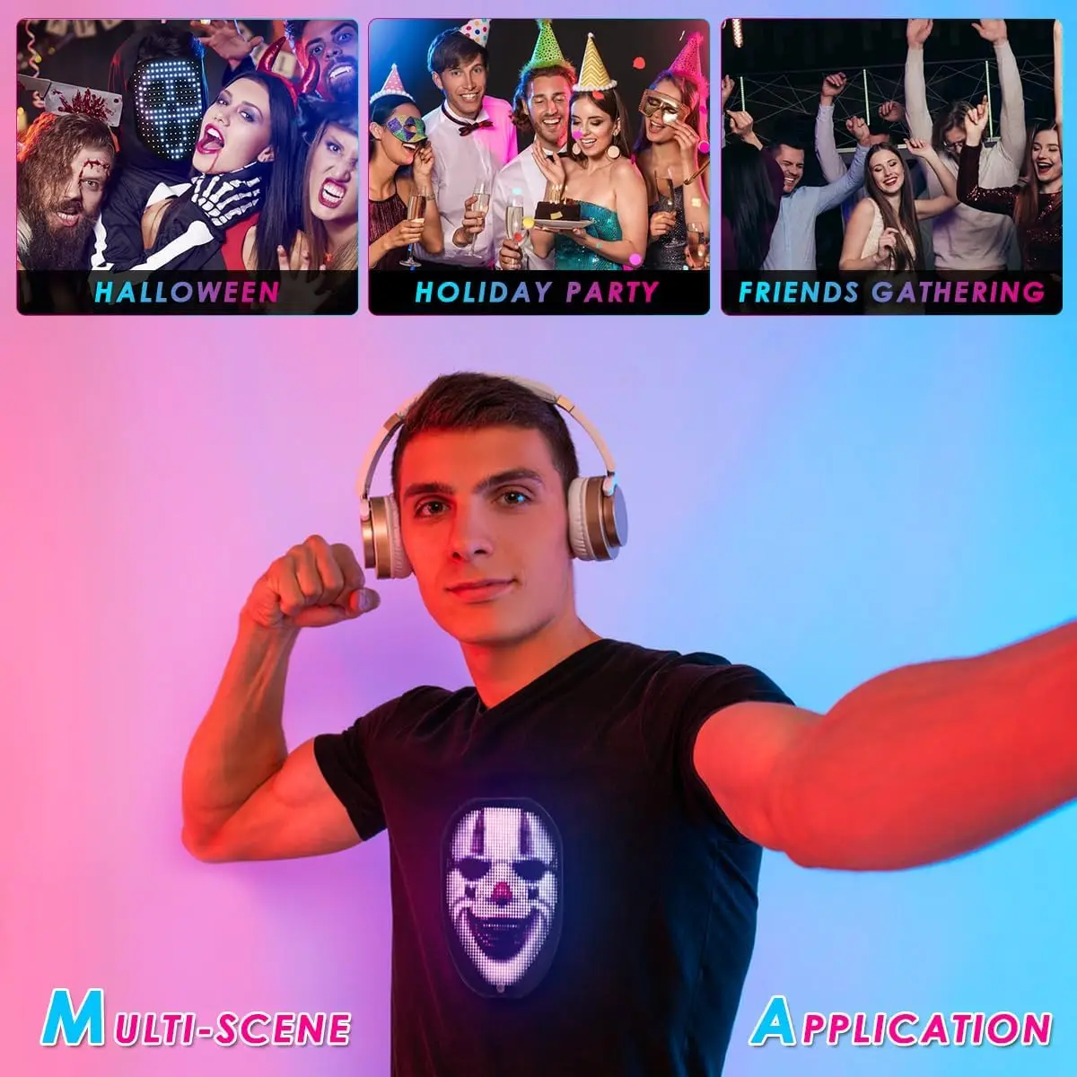 Unisex Fashion App Control LED Shining T Shirt Phone Programmable Flashing LED Display Screen T Shirt