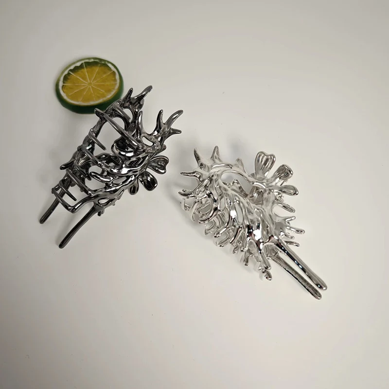 11.5CM  Metallic Conch Hair Claw Clips Cool Alloy Jaw Hair Clamps Hairpins Barrettes for Women Ponytail Holder Wholesale