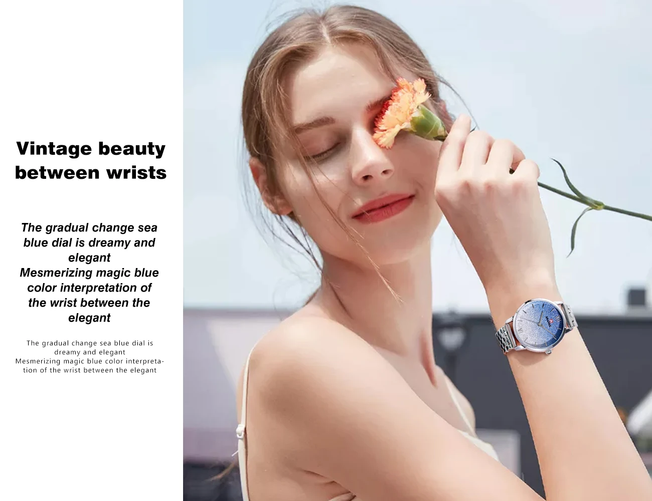 ANANKE Ladies Quartz Watch Fashion Luxury Colorful Gradient Color Starry Dial Stainless Steel Mesh Band Women Watches