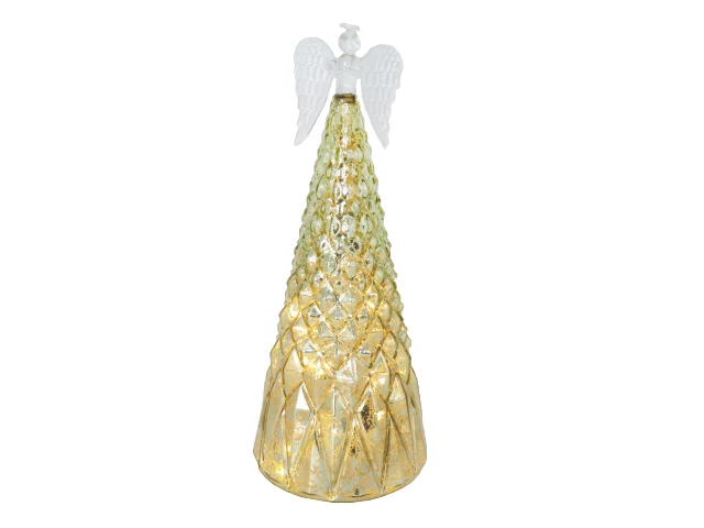 LED Light up 35cm Hand Blown Glass Christmas Angel Figurine Warm White 20L Lamp Home Decor Wholesale Glass Angel Decorations