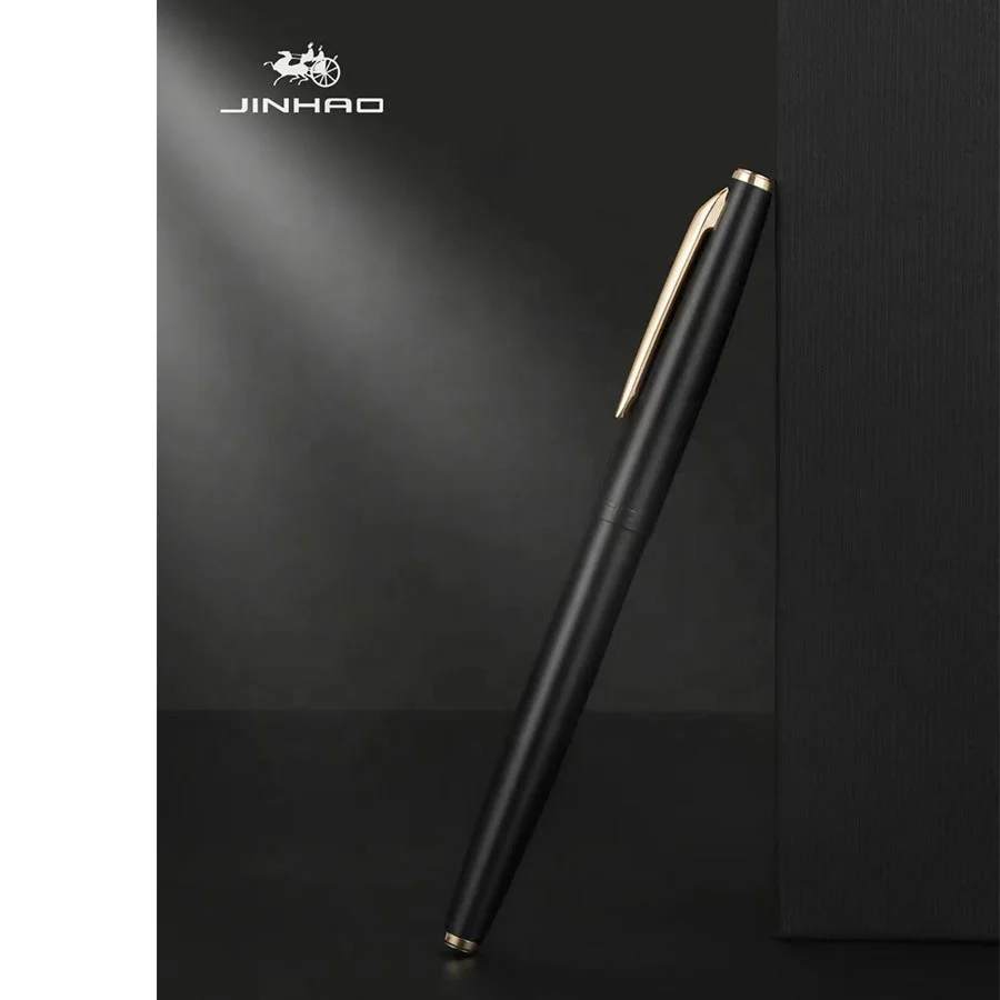 Jinhao 911 Copper Matte Black Fountain Pen with Gold and Chrome Clip - 0.38mm Extra Fine Point custom logo gift writing pen