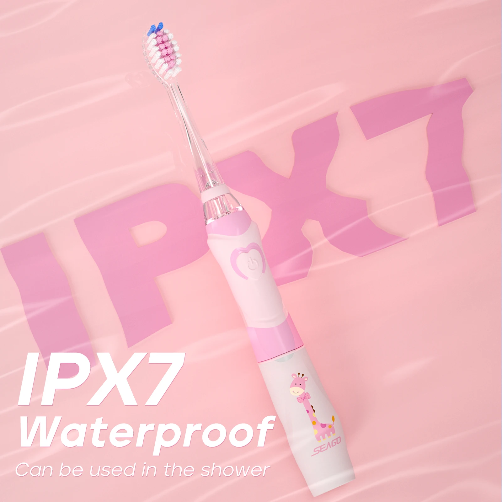 2024 OEM hot-selling SG977 kids cute LED electric toothbrush IPX7 Smart timer Battery-operated 4 Modes Observation Led