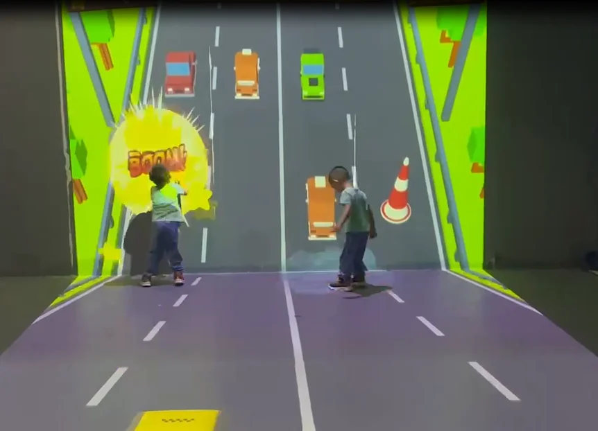 Customized Funny AR Projector Interactive Games Table Floor Wall Interactive Football Fruit Game