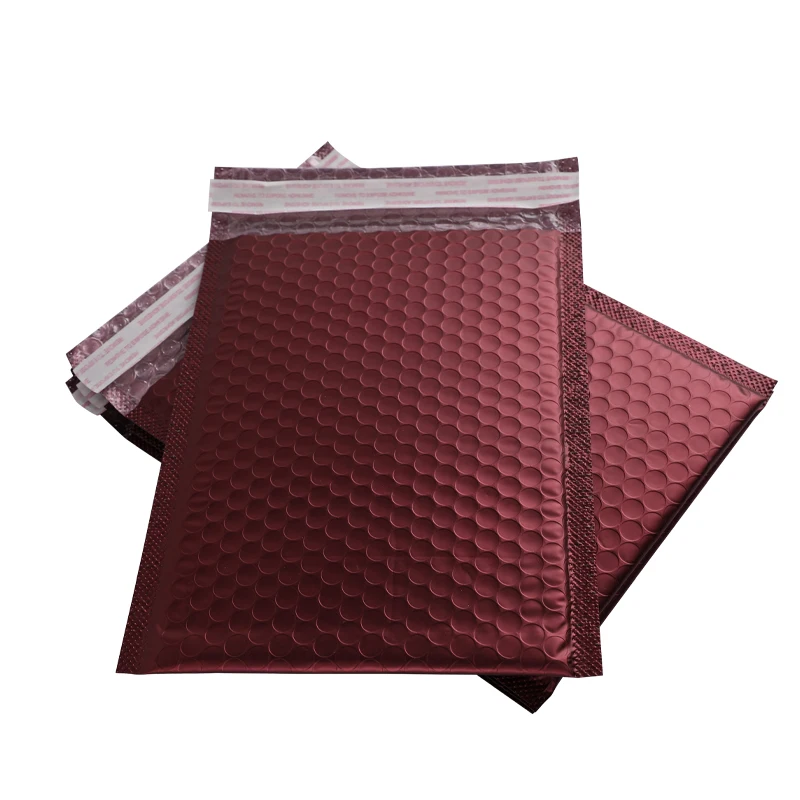 Eco-friendly Padded Envelopes Metallic Polymailer Shipping Packaging Mailer Bubble Red Wine Custom Bubble Mailer For Shipping