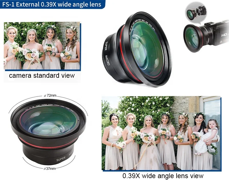 0.39X Super Wide Angle Lens Camera Lens for Video Camera Camcorder dia.72mm Lens
