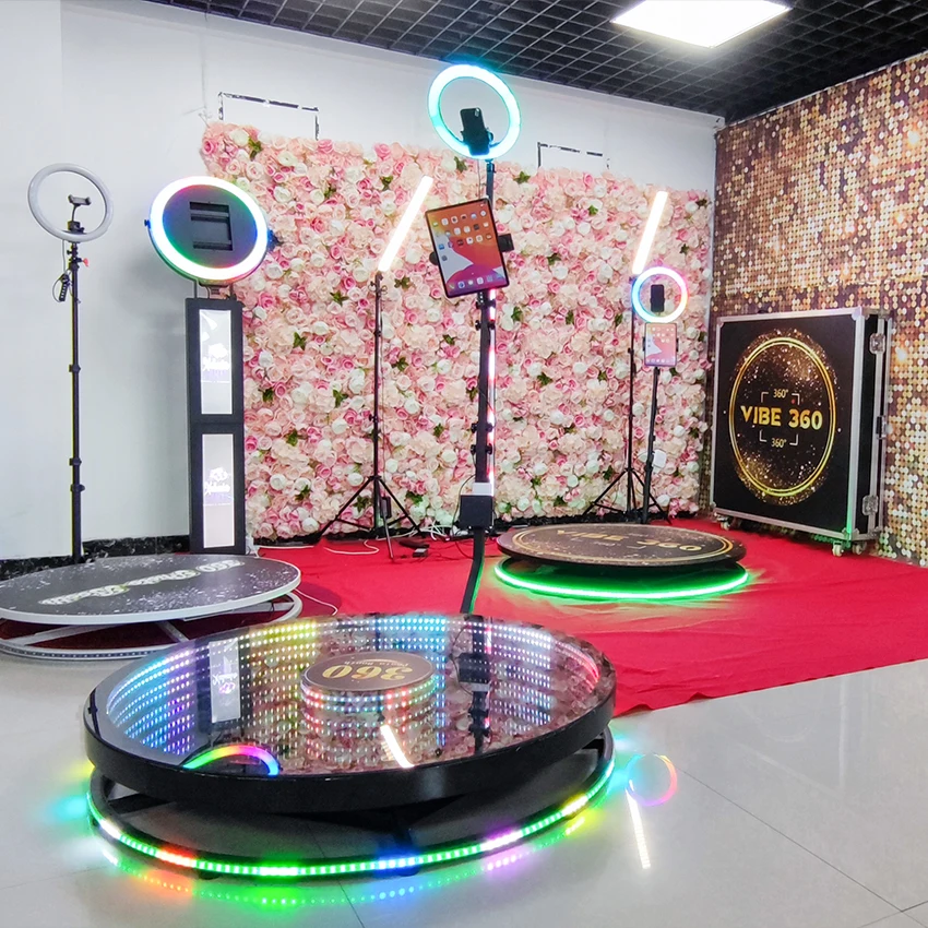 360 Photo Booth стеклянный баллон светодиодной кольцевой светильник для тележки камеры спин стенд