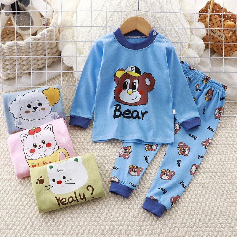 Lovely flower sweatshirt underwear set kids clothes Toddler long john baby Organic Cotton Sweet Girl Spring Homewear