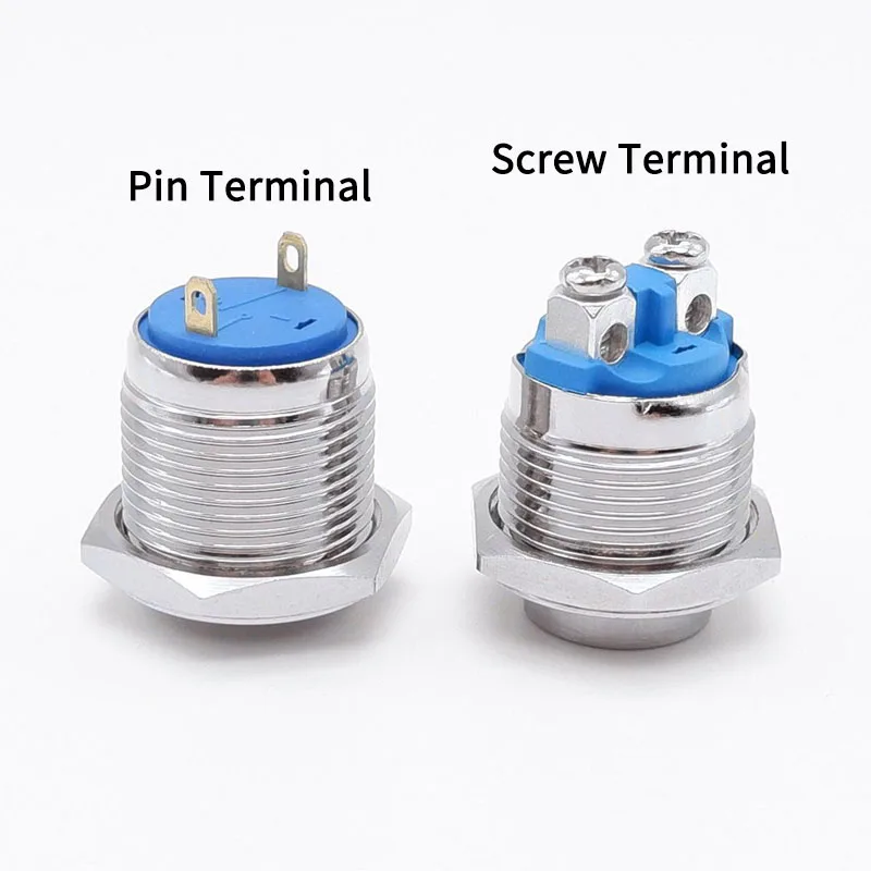 16mm Metal Boat Momentary Self Reset Push Button Switch ON OFF 2 Position 2 Pin Waterproof Starter Switch