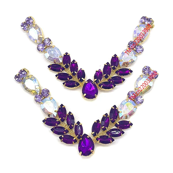 Wholesale Summer Beach Party decoration Colorful Acrylic Crystal Rhinestone V shape flip flop Shoe Chain buckles For women shoe